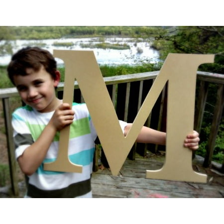 Hanging Wooden Wall Letters - Wooden Craft Letter, Wall Hanging, 12'' Times M, Paintable Letter