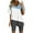 A-Light Blue, variant on Women 2 Piece Short Outfits Set Color Blocked Half Sleeve V Neck T Shirt Biker Shorts Loose Fit Workout Tracksuit A-Light Blue