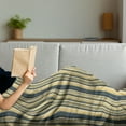 thumbnail image 3 of Geometric Soft Flannel Fleece Blanket, Barcode Style Pattern in Retro Colors Straight Parallel Vertical Lines, Cozy Plush for Indoor and Outdoor Use, 70" x 90", Dark Blue Grey Yellow, by Ambesonne, 3 of 5