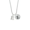 thumbnail image 2 of Delight Jewelry Silvertone Large Initial - E - Silvertone Script Initial Disc - L - Charm Necklace, 20"+3", 2 of 4