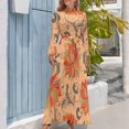 thumbnail image 4 of Vintage Floral Scroll Pattern Women's Long Dress Long Sleeves Dress Vintage Dresses Party Maxi Dress High Waist Dress, 4 of 4