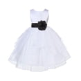thumbnail image 1 of Ekidsbridal White Black Shimmering Organza Christmas JuniorBridesmaid Recital Easter Holiday Wedding Pageant Communion Princess Birthday Clothing Baptism 4613S size 8 Flower Girl Dress, 1 of 2