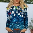 thumbnail image 5 of asdoklhq Women's Sweatshirt Christmas Women's Fashion Tees Casual Round Neck Loose T Shirt Long Sleeve Christmas Print Shirt Multicolor 3X, 5 of 6