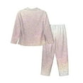 thumbnail image 2 of Kll Glitter Light Pearl Print Women'S Long Sleeve Pajamas With Pants Sleepwear Loungewear 2 Set-Small, 2 of 9