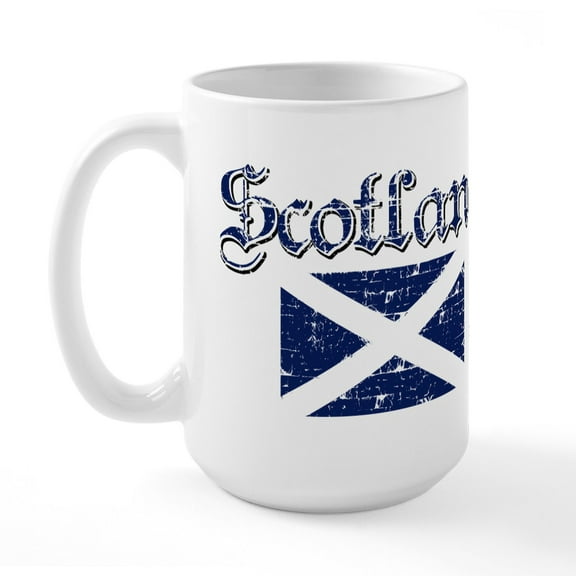 CafePress - Scottish Flag Large Mug - 15 oz Ceramic Large White Novelty Mug