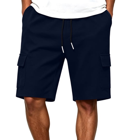 Mens Cargo Shorts Multi-Pockets Elastic Drawsrting Waist Outdoor Hiking Fihsing Short Pants Dad Gifts
