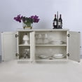 thumbnail image 5 of CQSXDA Functional 45" Wide Storage Cabinet With 3 Mirrored Acrylic Doors Adjustable Shelves For Living Room Dining Room Kitchen, White Oak, 5 of 17