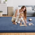 thumbnail image 4 of Teler Baby Play Mat for Floor, 1.3" Thick Foam 47"×47" Playmat, Ultra-Soft Plush Feel & Non-Slip Backing Safe for Infants, Toddlers Crawling, Navy Blue, 4 of 10