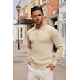 thumbnail image 4 of COOFANDY Men's Knit Polo Shirts Long Sleeve Casual Button Down Ribbed Polo Shirt Fashion Golf Shirts, 4 of 6