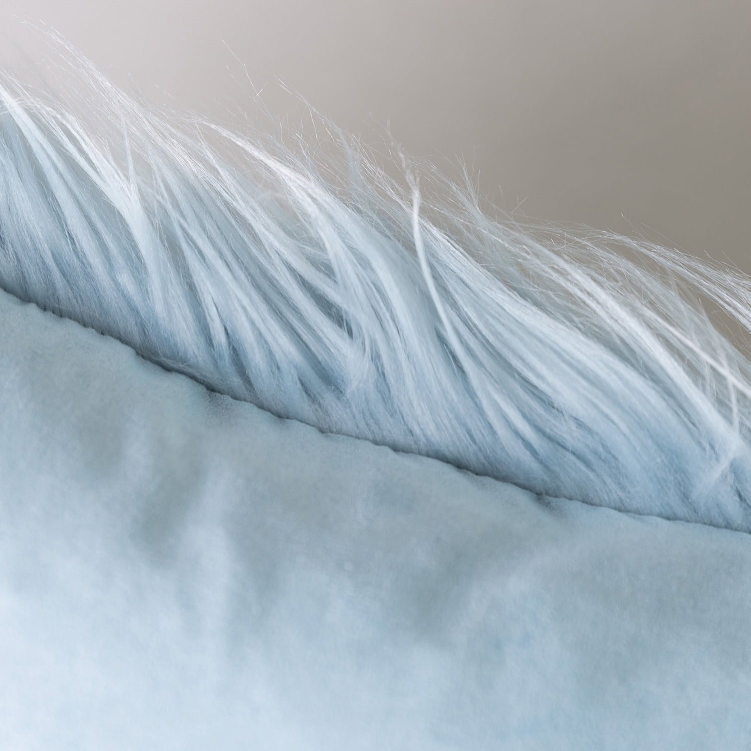 Phantoscope Designer's Choice Decorative Throw Pillow Set, Fluffy Faux Fur & Pleated Velvet Bundle, for Sofa Couch Bedroom, 18" x 18", Light Blue, 2 Pack