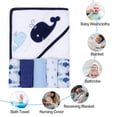 thumbnail image 3 of Softan Baby Hooded Bath Towel and Washcloths, Extra Soft and Ultra Absorbent, 6 Pack Gift for Newborn and Infants, Whale Bro, 3 of 6