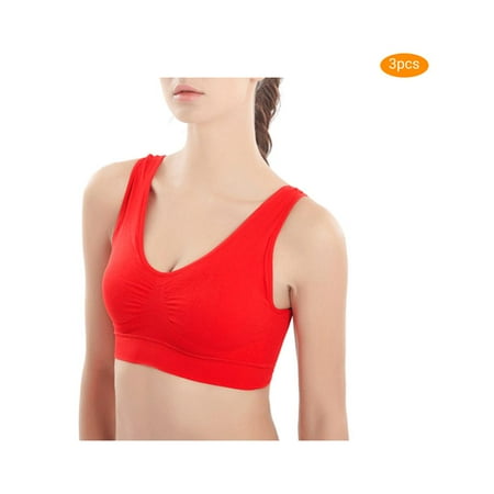 

3pcs Women Wirefree Seamless Sport Bra Girl Running Top Breathable Up Push Yoga