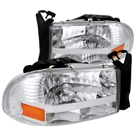 Dodge Dakota Gibson Header - Spec-D Tuning 1997-2004 Dodge Dakota Chrome Head Lights W/Bumper Signal 97 98 99 00 01 02 03 04 (Left + Right)