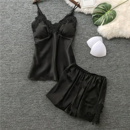 

Cntydi Pajamas for Women Gifts Womens Sexy Satin Sling Sleepwear Lingerie Lace Nightdress Underwear Set