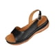 thumbnail image 1 of Sandalias de Cuña de Cuero de Estilo de Tacones Blancos Del Dedo Del Pie Cerrado, Tacones Negros Cerrado Del Dedo Del Pie Más Tamaño Abierto de la Hebilla de la Espalda, 1 of 9