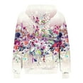 thumbnail image 4 of Christmas Lightweight Sweatshirt Zipper for Women 2024 Fall Oversized Long Sleeve Hooded Drawstring Sweatshirts Pockets Wildflower Print Jacket Coat for Women Winter Jackets for Women 2024, 4 of 5