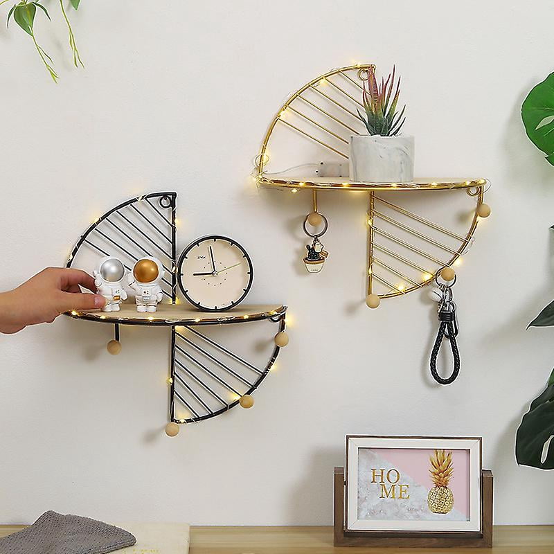 Lot De 3 Supports Suspendus Pour Plantes - Cercle Métal + Plateau Bois - Hauteur 27 Cm - Pour Plafond Ou Fenêtre - 8