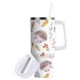 thumbnail image 2 of 40 oz Tumbler With Handle Stainless Steel Insulated Tumbler With Lid for Car Cup Holder Watercolor Hedgehogs Pattern, 2 of 9