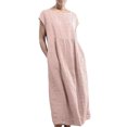 thumbnail image 1 of Innerwin Robes Col Rond Robe pour Femme Plage Couleur Unie Ample Robe d'Été Rose 2TG, 1 of 8