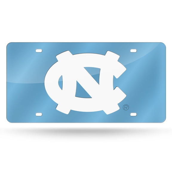 UNC North Carolina-Tar-Heel's Light Blue Mirror Look Acrylic License Plate Laser Tag