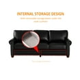 thumbnail image 5 of Classic Faux Leather Sofa, 3 Seaters Upholstered Couch with Nailhead Trim and Removable Cushions for Living Room Office Apartment, 5 of 11