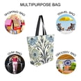 thumbnail image 7 of FORMRS Womens Canvas Tote Bag with Zipper Inner Pocket Shoulder Handbag, Blue Floral Pattern, 7 of 7