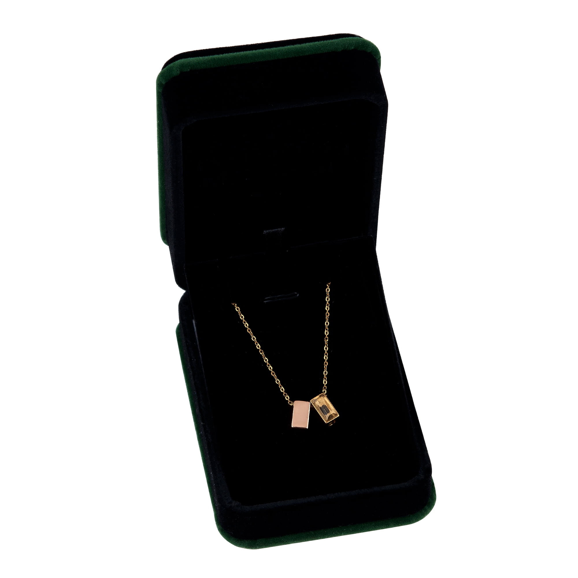 Anavia See You Cremation Necklace for Ashes, Mini See Through Urn Necklace, Mini Cube Cremation Pendant, Cremation Jewelry, Memorial Jewelry, Mini Urn-[Rose Gold & Gold]