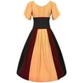 thumbnail image 2 of UPPADA Women Vintage Corset Dress Solid Color Corset Midi Dress Winter Plus Size Dress Fit and Flare Cocktail Dress Lace Up Midi Dress 1960s dresses, 2 of 4