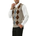 thumbnail image 4 of MODA NOVA Big & Tall Men's Casual Argyle Vest Sweater Slim Fit Knit Pullover Beige LT, 4 of 5
