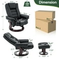thumbnail image 3 of PU Leather Recliner Chair with Matching Ottoman, 360° Swivel Recliner with Footrest Armrest Backrest & Thick Padded Cushion, Modern Recliner with Wood Base For Living Room, Bedroom, Office, 3 of 9