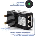thumbnail image 3 of 48v 0.5A POE Injector Adapter Power Supply UK Wall Plug Power over Ethernet for 48V POE Device, 3 of 5