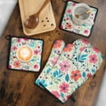 thumbnail image 5 of Pioneer Flower Kitchen Oven Mitt and Pot Holder Sets 4 Pcs for Baking, Cooking and Grilling, Heat Resistant Up To 392 °F, 5 of 7