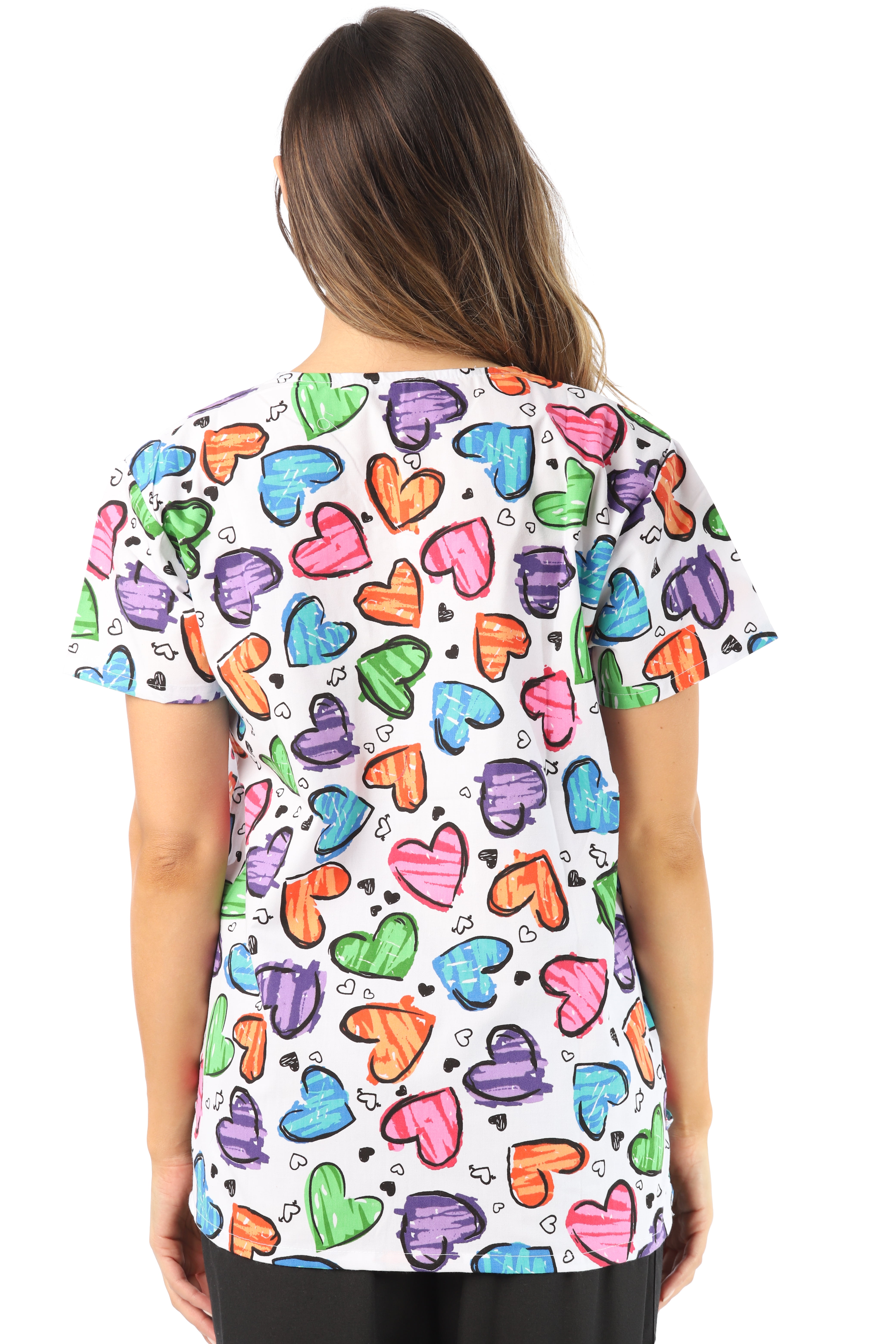 Just Love Women's Medical V-Neck Scrub Tops (White Heart New