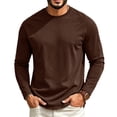 thumbnail image 3 of Men's Long Sleeve Tee Shirts Crew Neck T Shirt Solid Casual Basic Tees Soft Stretch T-Shirts Coffee 240, 3 of 8