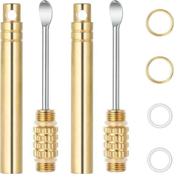 ACDANC 2 Pcs Ear Pick Ear Wax Removal Tool, Portable Folding Copper Ear-Pick Cleaner with Key Ring