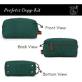 thumbnail image 2 of Canvas Leather Toiletry Bag Travel Bathroom Shaving Dopp Kit with Dual Compartment Green, 2 of 7