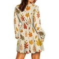 thumbnail image 3 of Yuyamidu Maple Leaves Dress Casual Long Sleeve Midi Dresses Size XL Thanksgiving A Line Flare Dresses for Teen Girls Women's Cocktail Dress Fall Dresses, 3 of 7