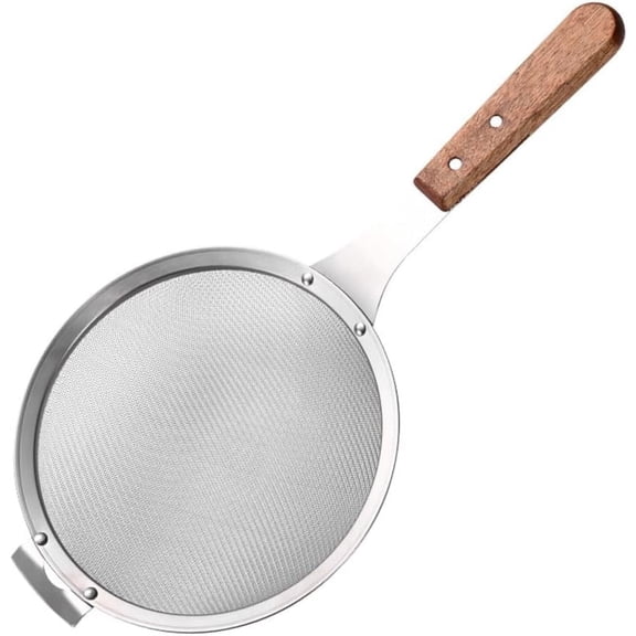Fine Mesh Stainless Steel Food Strainer with Wooden Handle