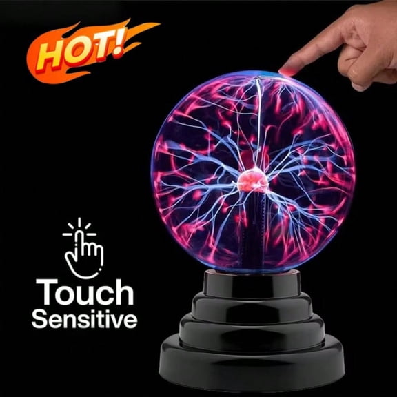 3" Mini Plasma Ball Light – Touch Activated Lightning Globe – USB & Battery Powered Plasma Globe Lamp – Interactive Science Static Electricity Ball, Christmas Stocking Stuffers for Teens