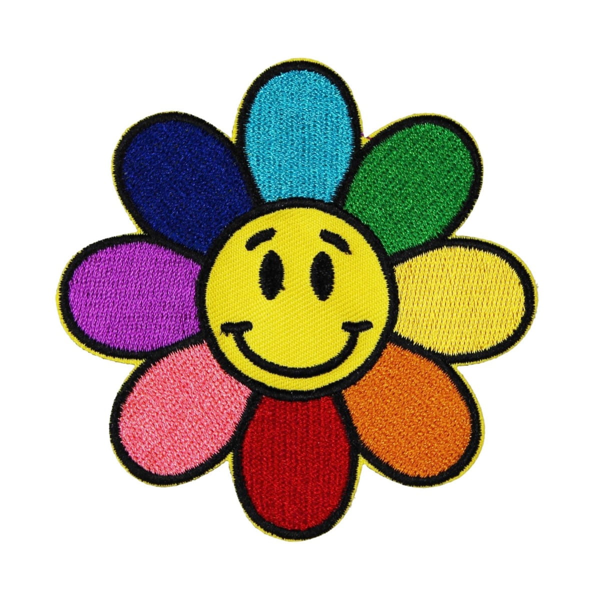 Rainbow Flower Smiley Face Craft Patch Cute DIY Kids Project Iron-On  Applique
