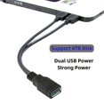 thumbnail image 3 of Cablecc Black Usb 3.0 Female To Dual Usb Male Extra Power Data Y Extension Cable For 2.5"" Mobile Hard Disk, 3 of 5