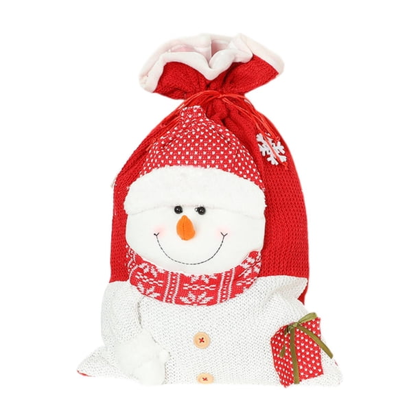 Bolsa con cordón para regalo de Navidad, bolsa para envolver regalos, bolsa grande reutilizable para regalo de Navidad Muñeco de nieve