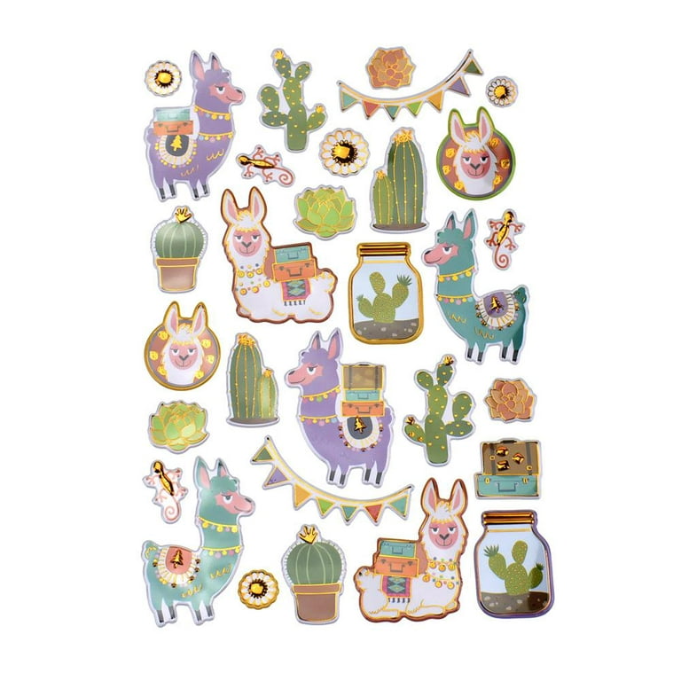 Spanish Llama Foil Fun Stickers, 30-Piece