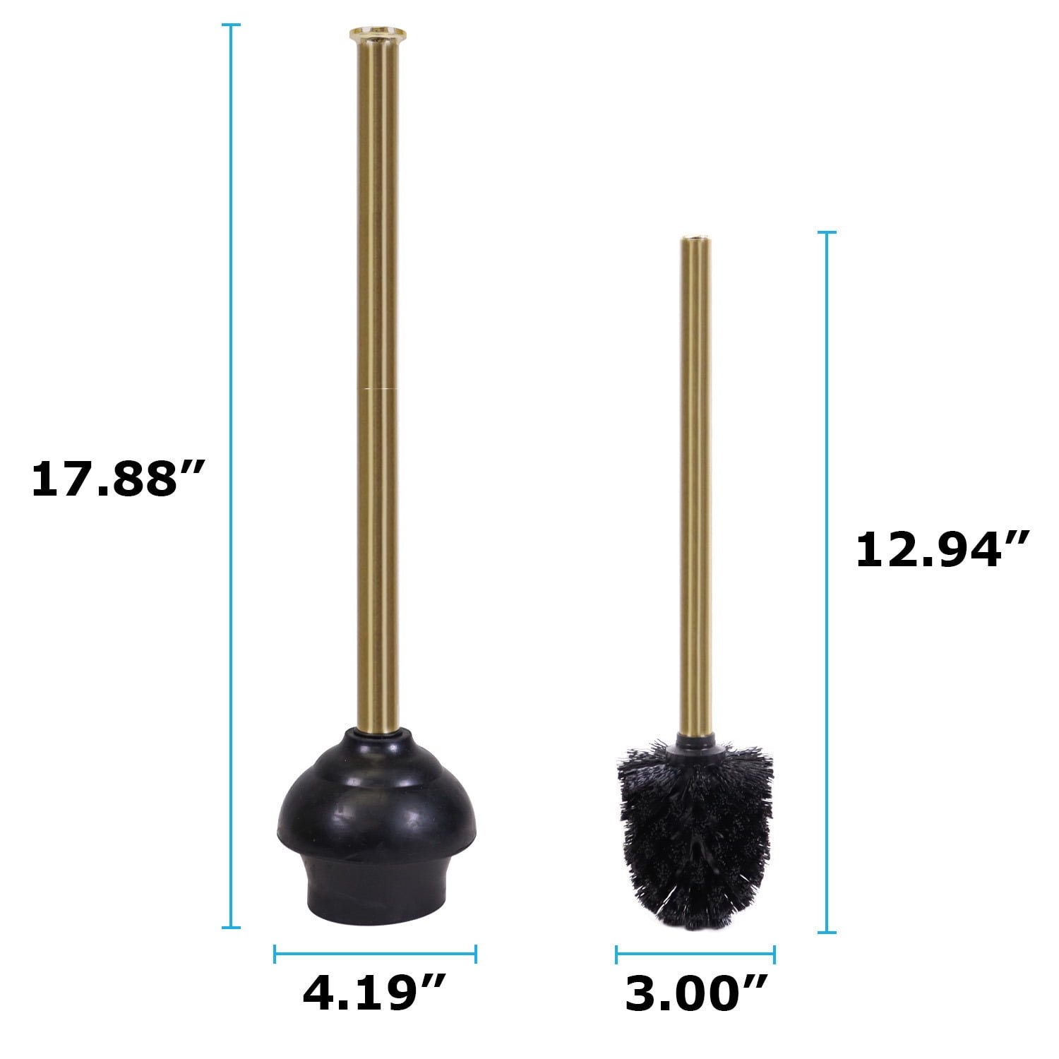 modern sleek toilet bowl brush and Toilet plunger combo - Gold
