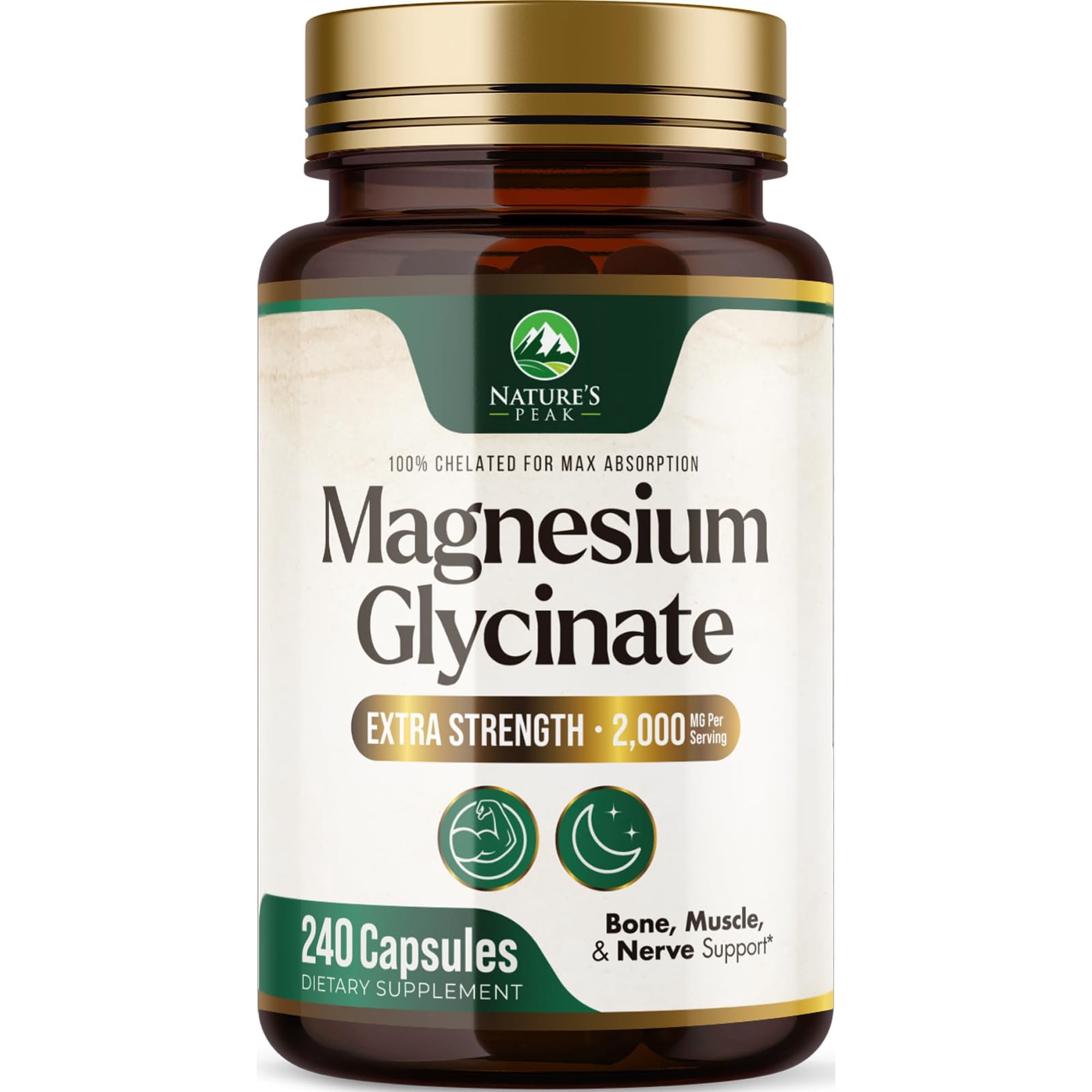 Magnesium Glycinate 2000mg Per Serving - Chelated Magnesium Supplement for High Absorption Supplement - Muscle & Heart Health Support - Easy on Stomach Non-GMO Vegan, USA Bottled - 240 Capsules