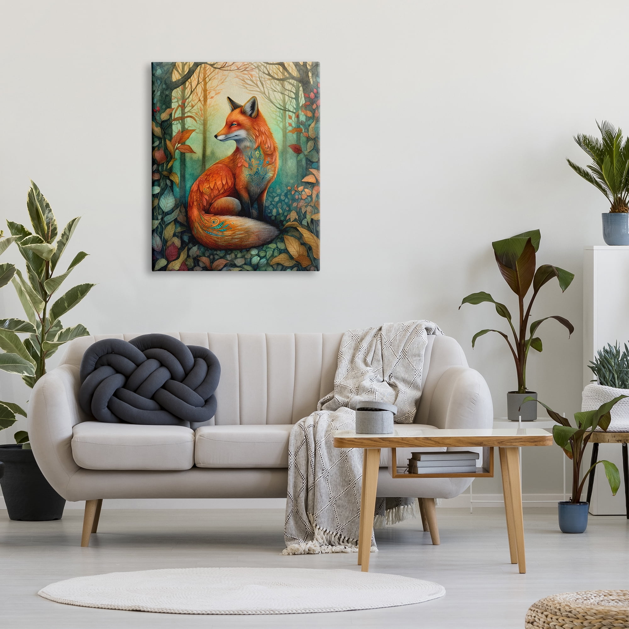 Stupell Industries Vibrant Fox in Forest Foliage Animals & Insects Painting Gallery Wrapped Canvas Art Print Wall Art, 30 x 40