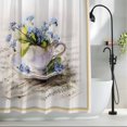 thumbnail image 2 of Spring Blue Flowers Small Stall Shower Curtain, Waterproof Shower Curtains for Bathroom, Retro Tea Cup Phrases Country Washable Fabric Bath Curtain for Bathtub Decoration with Hooks 36x78 Inches, 2 of 9