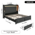 thumbnail image 3 of Homfa Queen Size LED Bed Frame with Storage Drawers, 54in Tall Velvet Upholstered Headboard Platform Bed with Wingback Buttons Headboard, Grey, 3 of 12