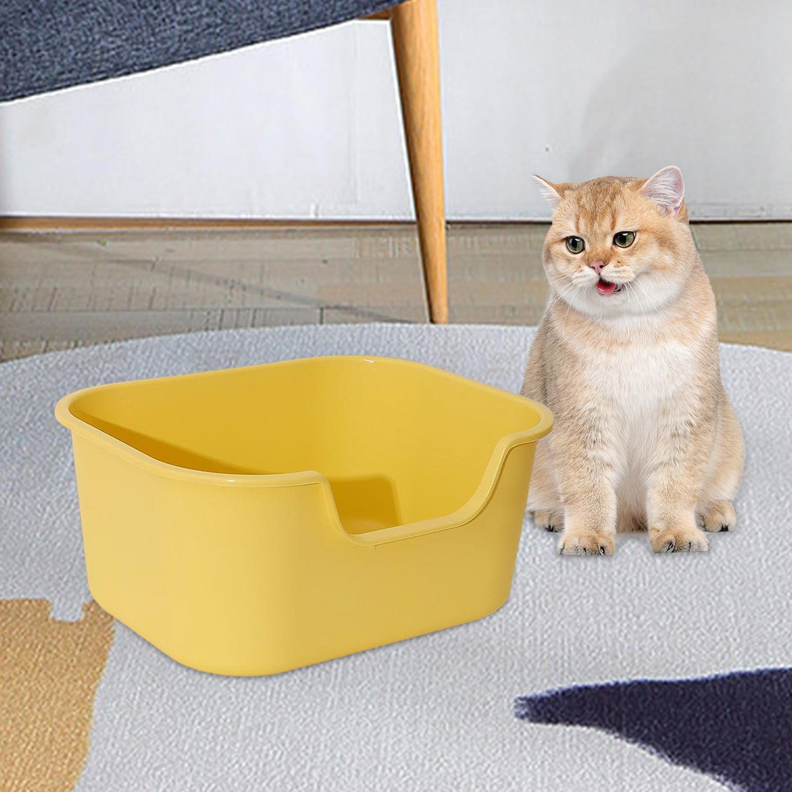 Open Litter Box Kitten Toilet Splashproof Portable Cat Toilet for Small Pets yellow