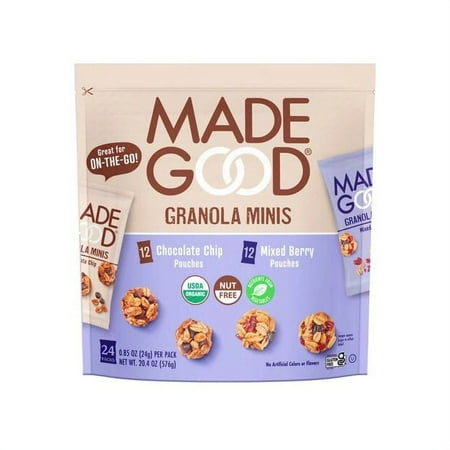 Made Good Organic Granola Minis Snack Variety Pack, Gluten Free Mon GMO Vegan Nut Free Individually Wrapped Snack Packs 0.85 Ounce (24 Count)